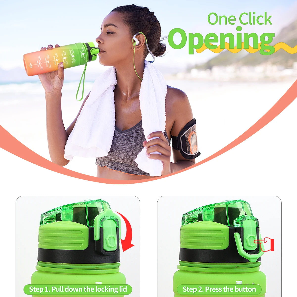 NEW Summer 500/1000ML Frosted Sports Water Bottle Portable